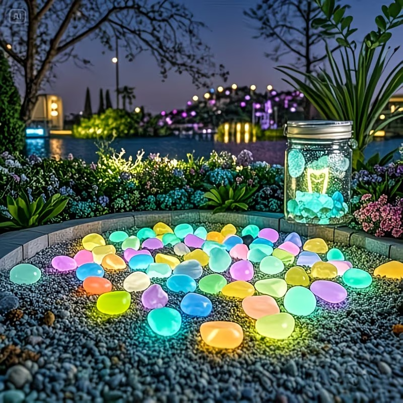 Planted Aquarium Supplies - 300PCS Luminous Pebble Set,0.9-1.5cm Resin Glow