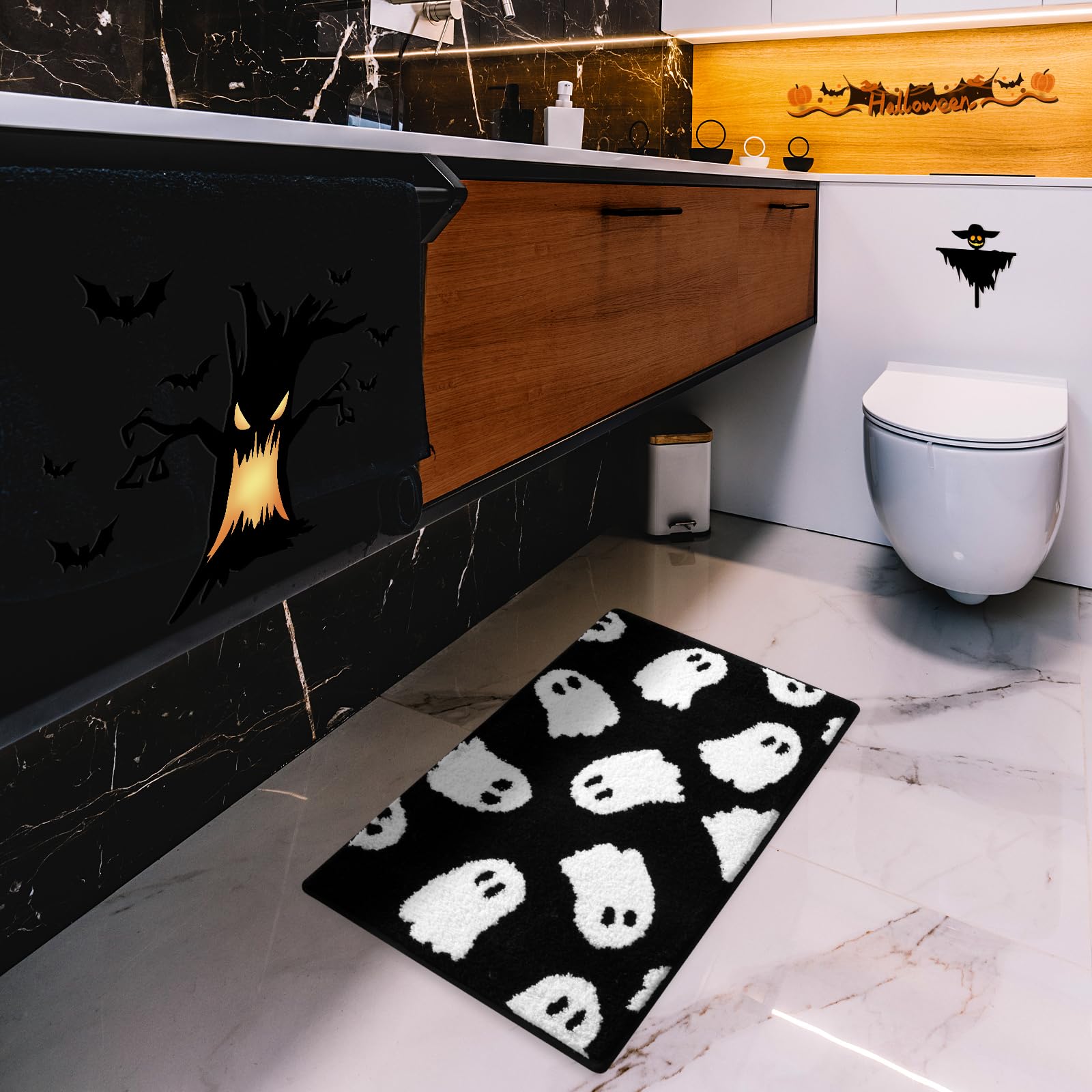Aquarium Zombie - Vikama Black Ghost Bathroom Rug Soft