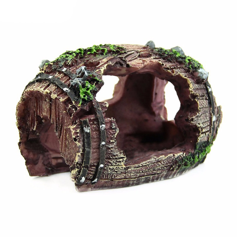 Aquarium Plant Roots - Aquarium Artificial Barrel Cave Resin Ornaments