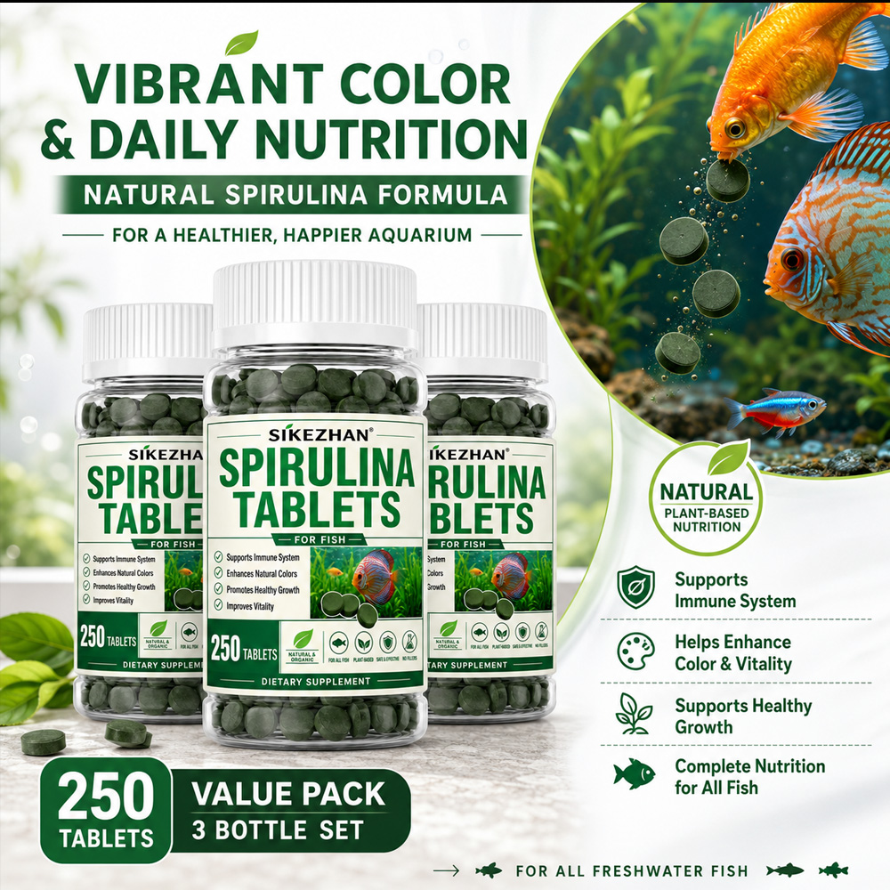 Aquarium Plant Nutrients - 3 Bottles Spirulina Tablets Aquarium Fish