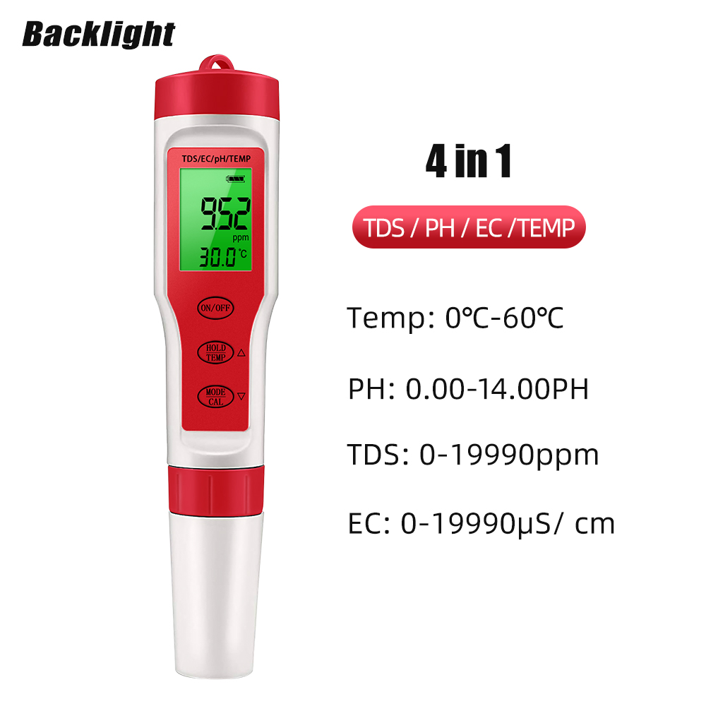 4 IN 1 TDS PH Meter PH/TDS/EC/ - Planted Aquarium Test Kit avis et prix